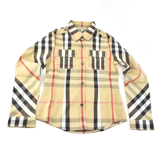 BURBERRY Beige, "Nova Check" & Logo Long Sleeve - Picture 1 of 8